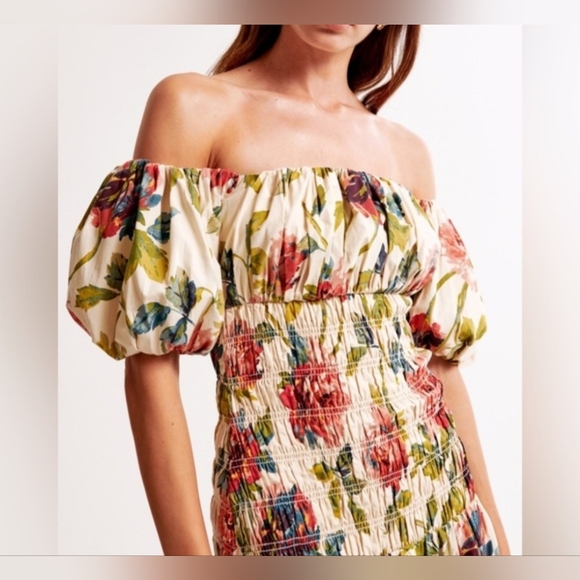 Abercrombie & Fitch Floral Puff Sleeve Maxi Dress | LARGE - Picture 2 of 6